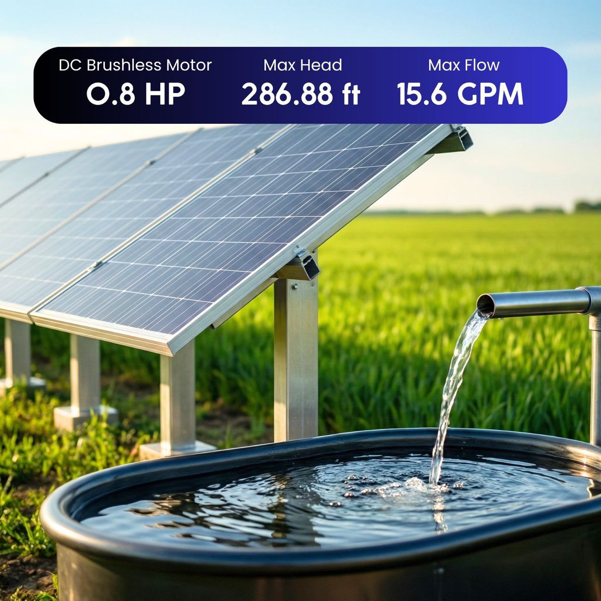 Rocksolar 0.8HP Solar-Powered Submersible Pump Kit