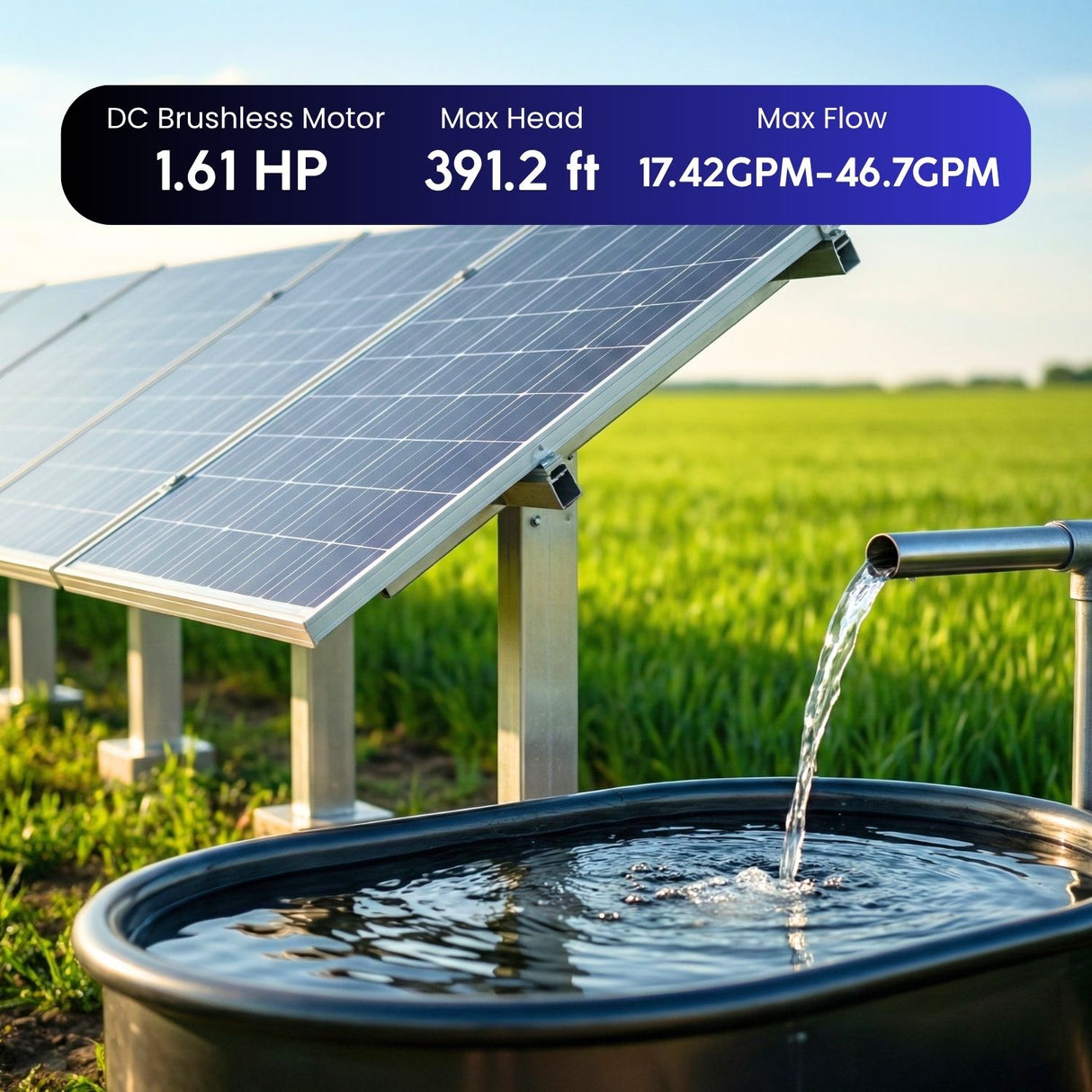 Rocksolar 1.61 HP Solar-Powered Submersible Pump Kit