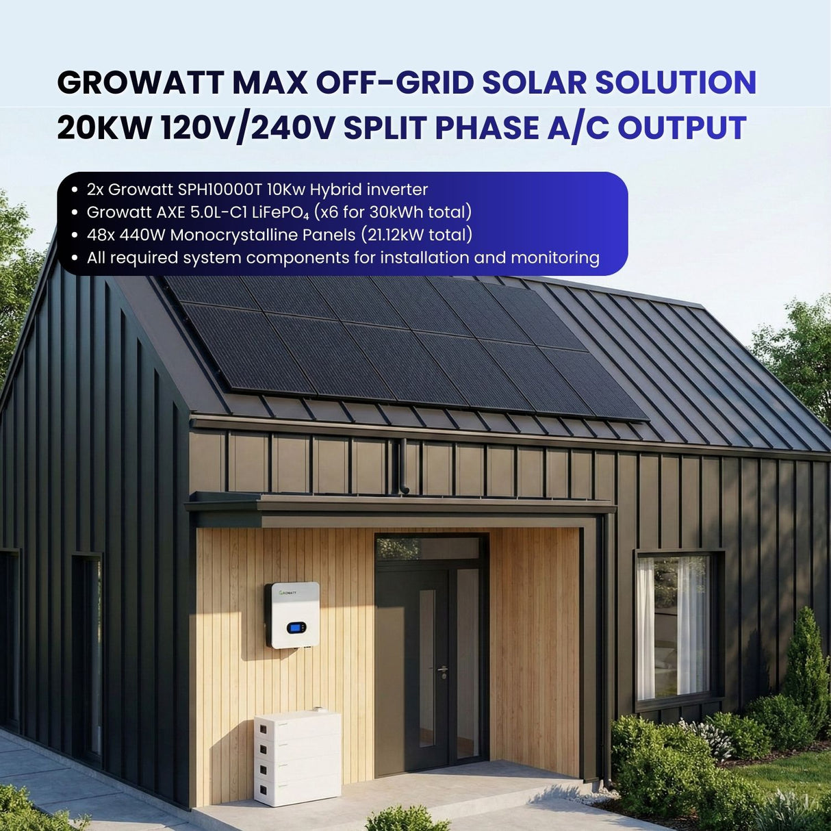 24kW 120V/240V Split Phase Off Grid Home Solar System