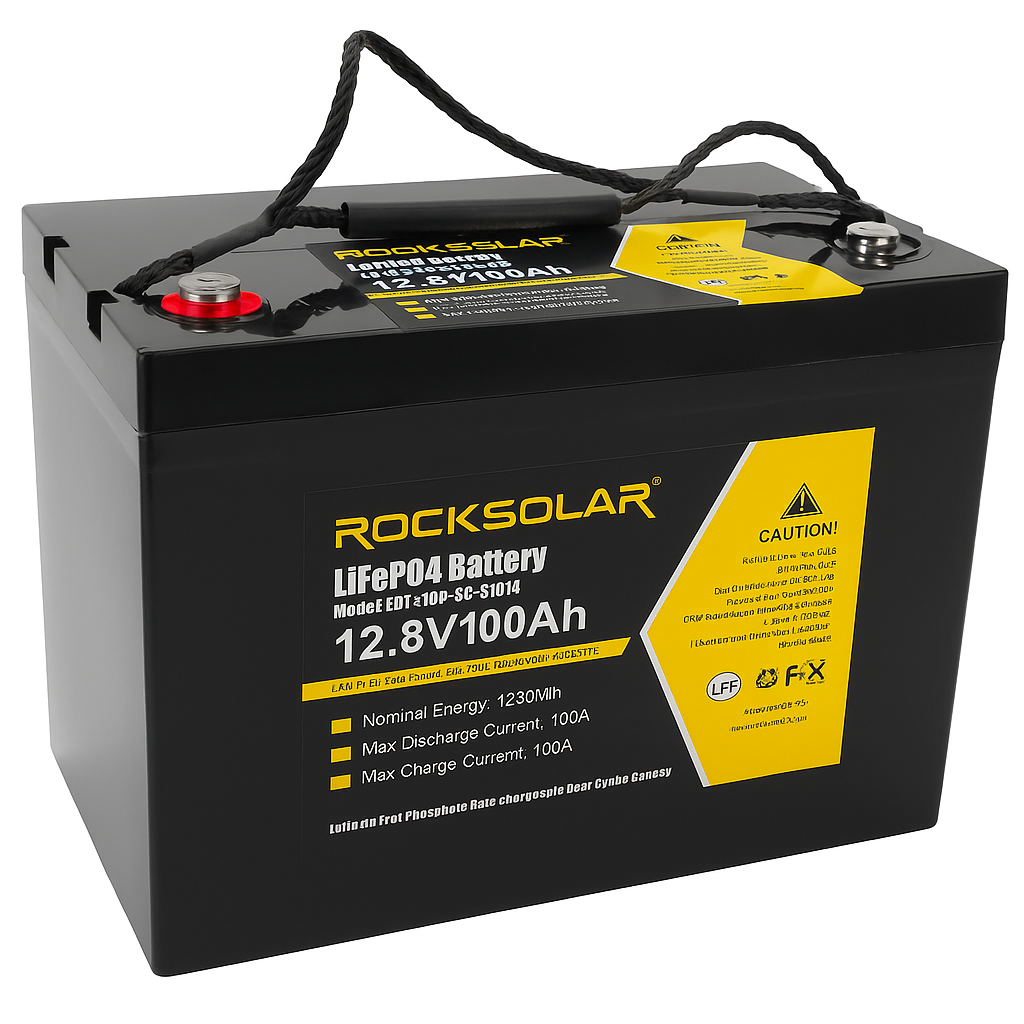 ROCKSOLAR 12.8V 100Ah Deep Cycle Lithium Battery (LIFEPO4)