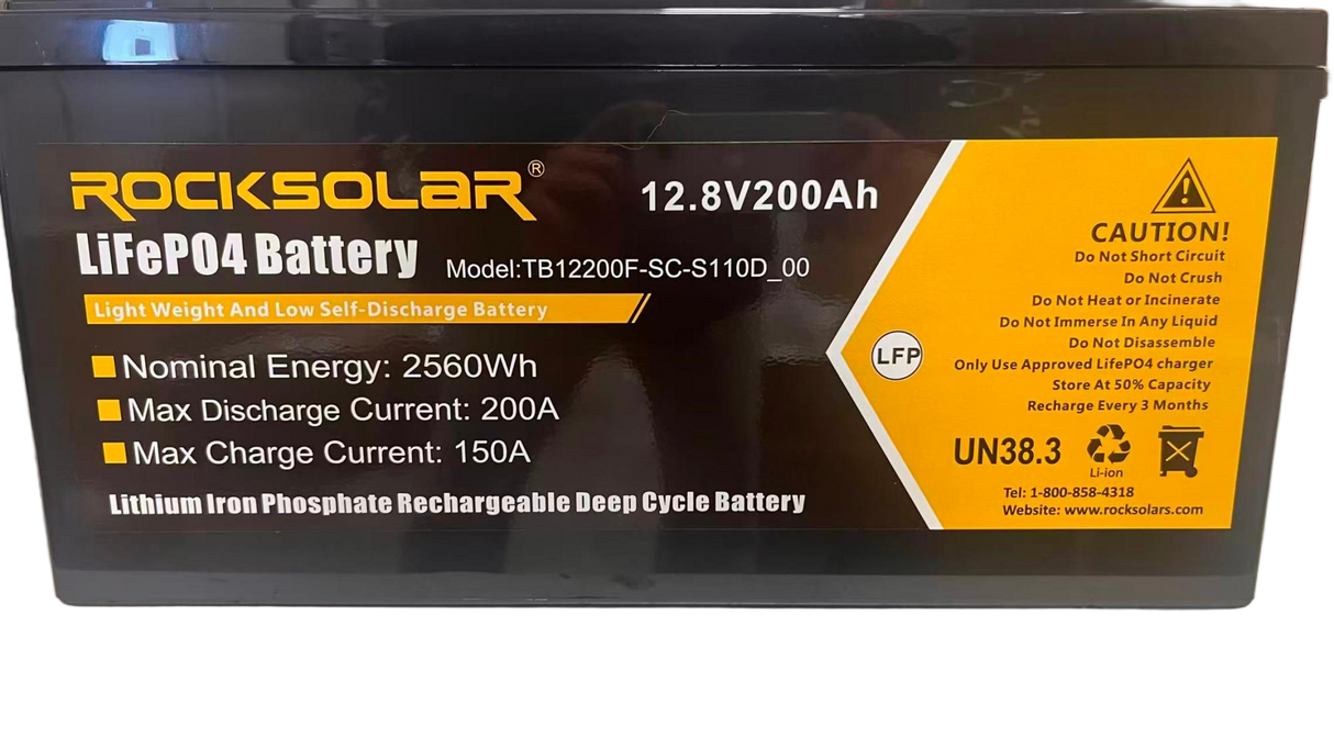 ROCKSOLAR 12V 200Ah Deep Cycle Lithium Battery (LIFEPO4)