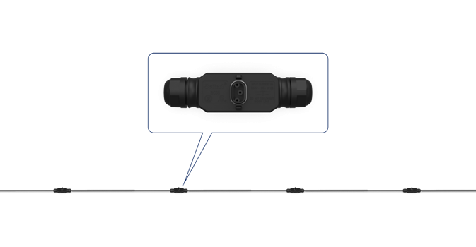 Hoymiles HMS AC trunk cable with spaced connectors — manufacturer illustration
