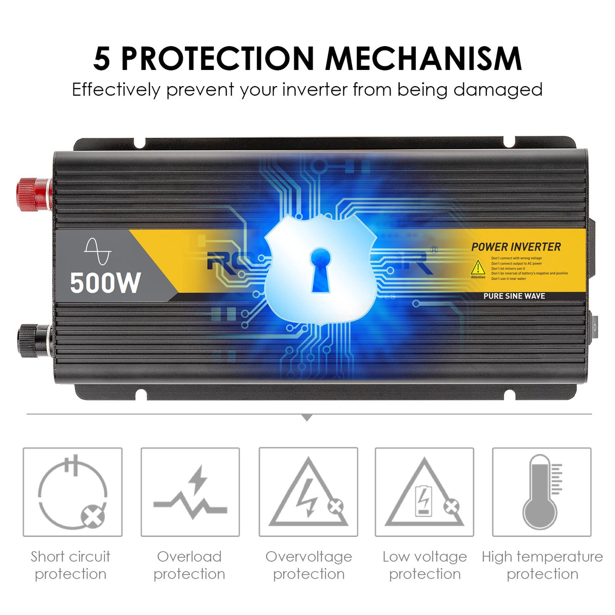 protection mechanism 12v 500w sine wave inverter for rv