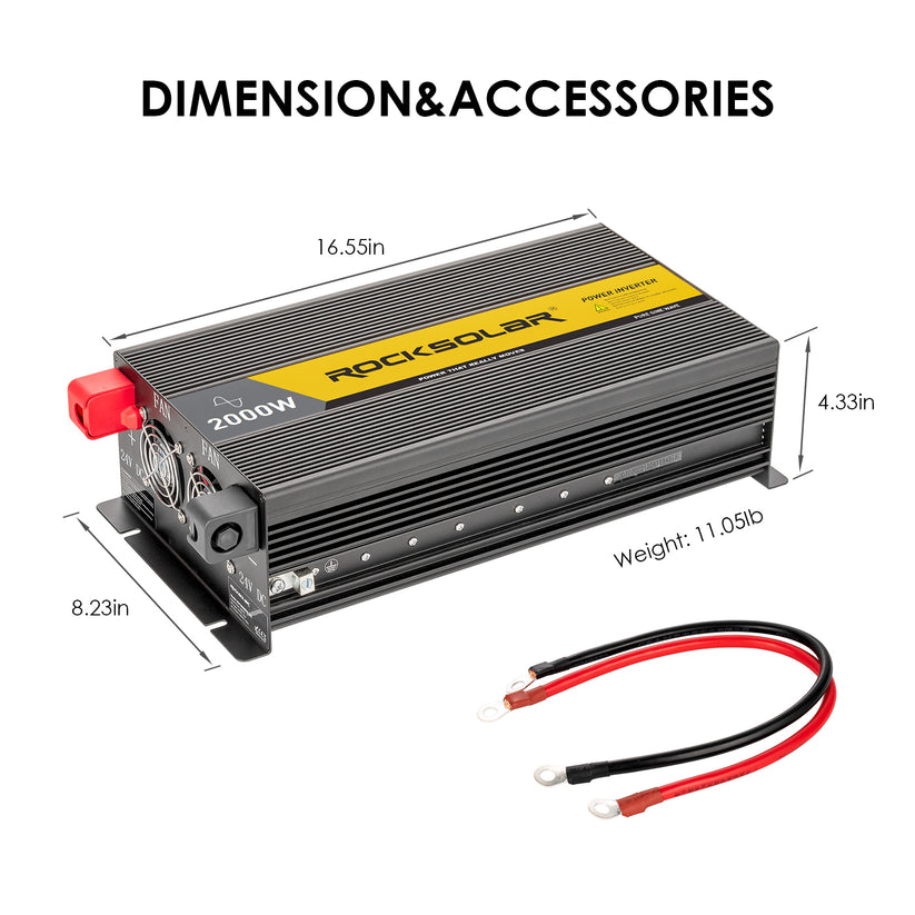 rcoksolar power inverter 2000w 12v dimension