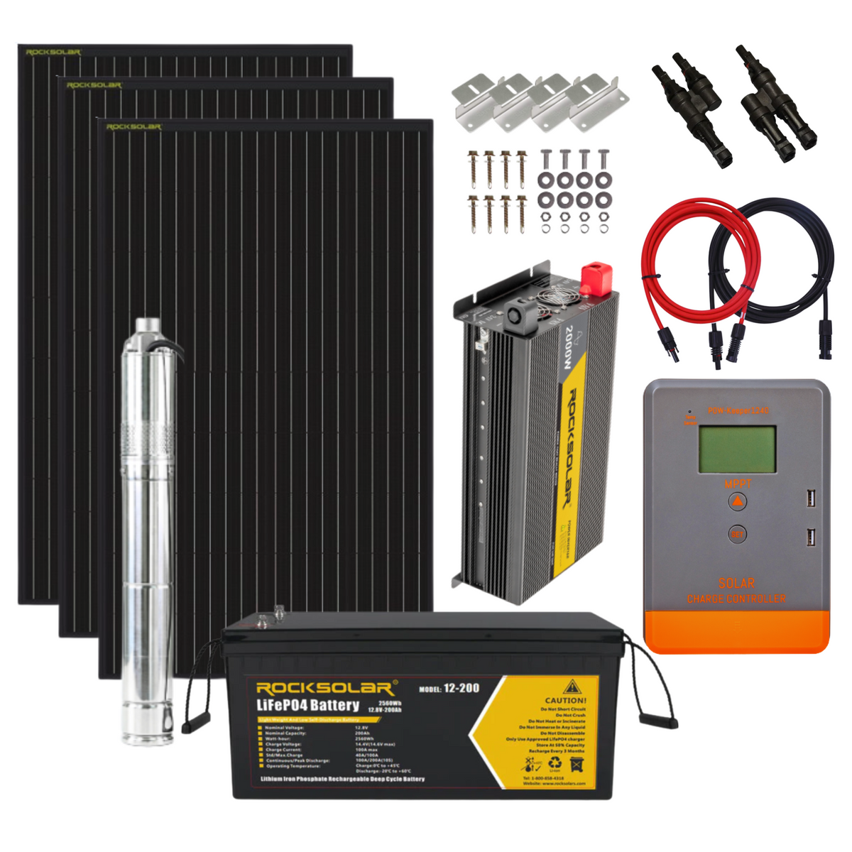 Bombas sumergibles solares de CC sin escobillas + kits de batería