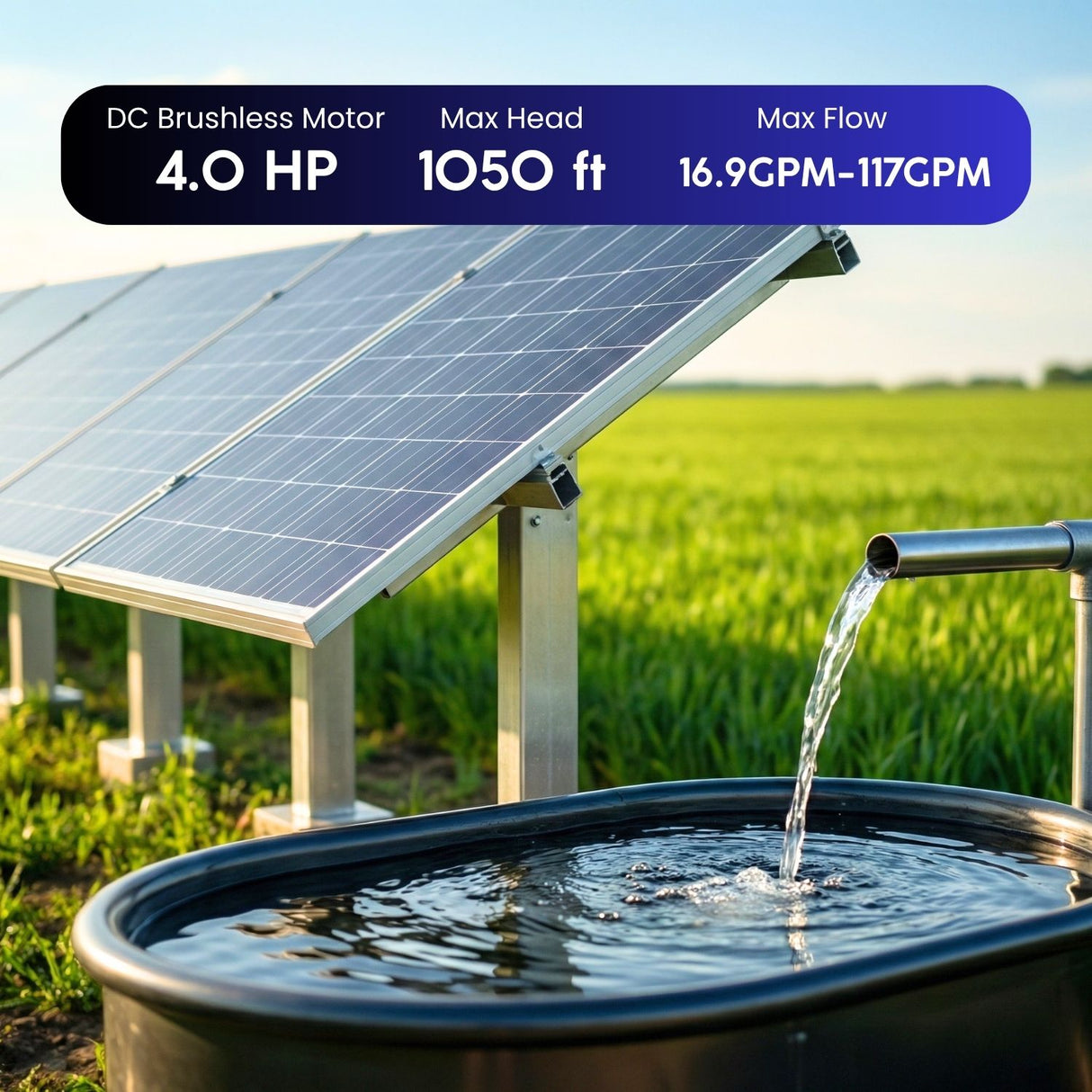 Rocksolar 4.0HP Hybrid Solar DC/AC submersible Pump Kit