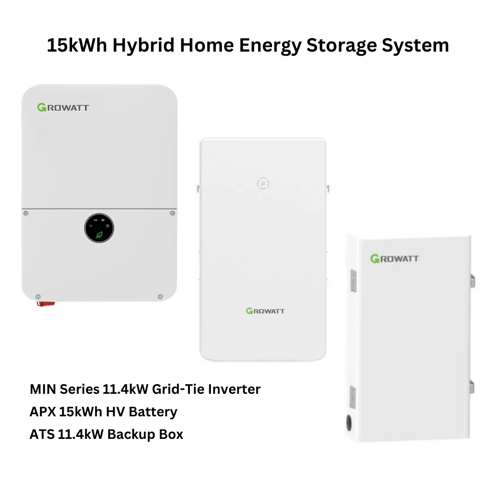 Growatt 15kWh Hybrid Home Energy Storage System | 11.4kW Storage Inverter + 15kWh High Voltage Battery + ATS