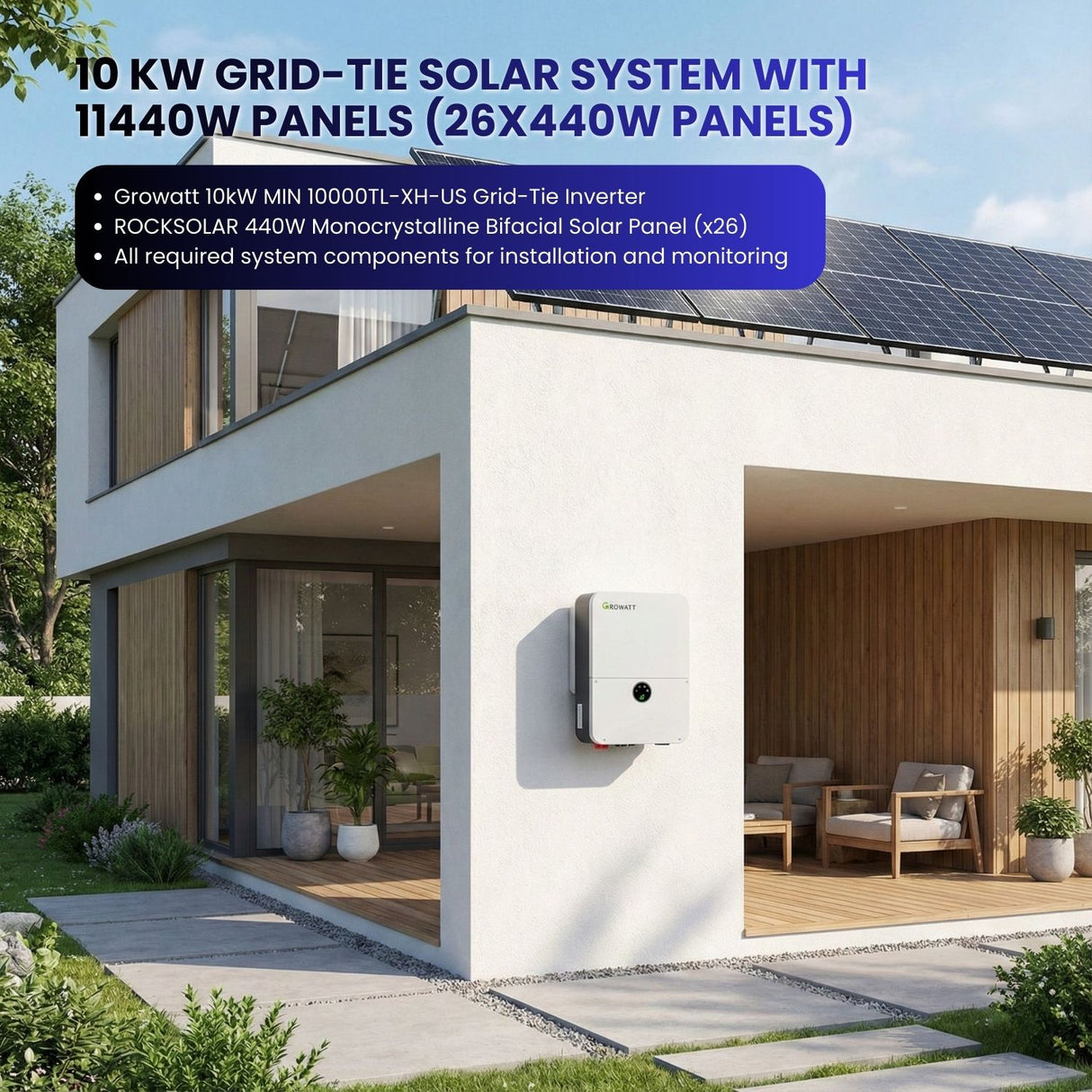 10 KW Grid-Tie Solar System with 11440W Panels (26X440W Panels)