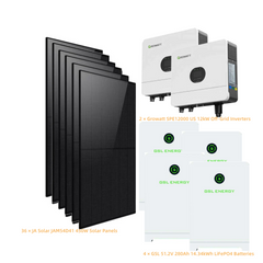 Sistema solar aislado de la red de 24kW con paneles de 16.2kW y batería de 57.36kWh