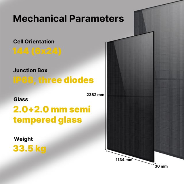 LONGi 600W Rigid Monocrystalline Bifacial Solar Panel