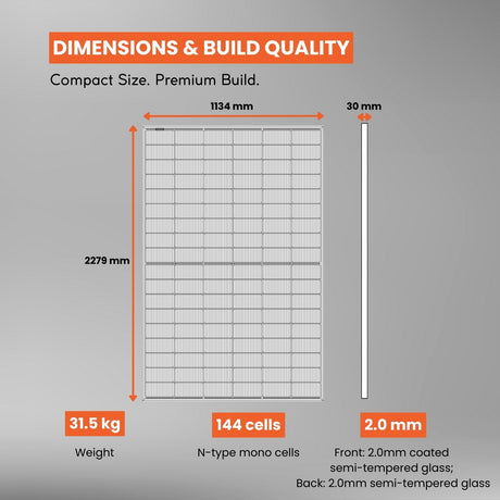 mate Solar panel 575w dimensions