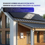 10 KW DIY Hybrid Solar System with 12000KW solar panels 110V/220V AC Output
