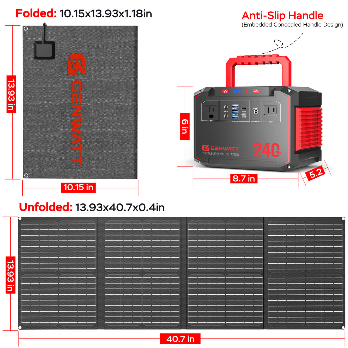 GENWATT G638 Portable Power Station + Solar Panel Combo
