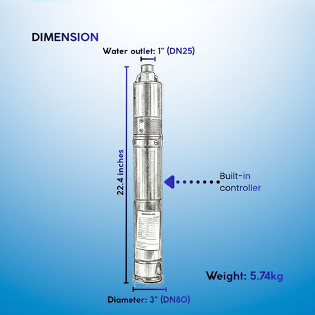 dimension of solar pump 0.4hp

