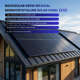 Rocksolar 12kW Off-Grid Solar Kit with Hybrid Inverter, 48V Lithium Storage & 12×600W Panels