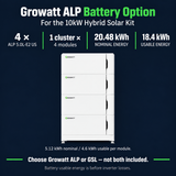 10kW kit Growatt ALP option: four ALP 5.0L-E2 US modules, 20.48kWh nominal and 18.4kWh usable energy.