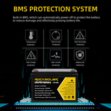 ROCKSOLAR R-T12100B 100Ah battery — BMS protection