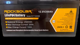 ROCKSOLAR R-T12200B 12.8V 200Ah battery — 100A maximum charging current
