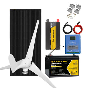 ROCKSOLAR 800W 12V Solar Wind Turbine Kit (600W Wind + 200W Solar)